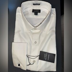 J. Crew Men's Elegant Cream Dress Shirt